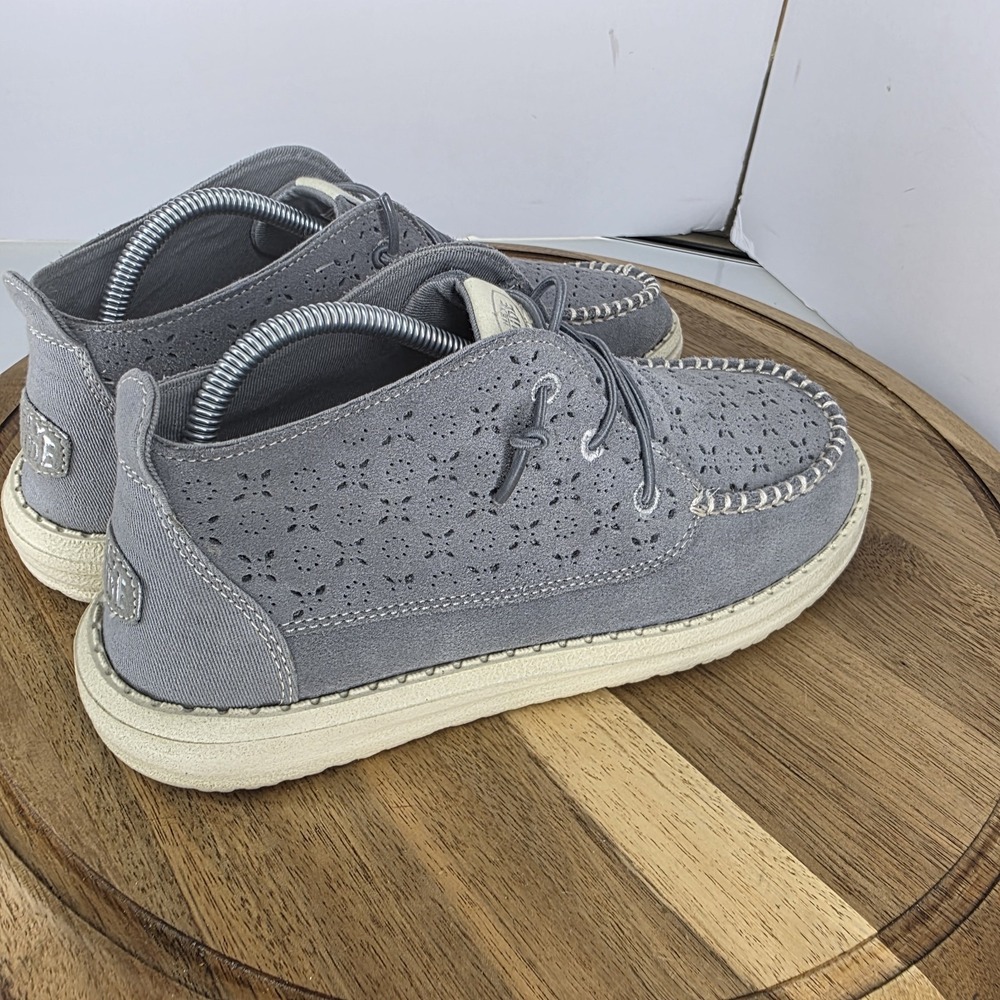 Hey Dude Wendy Mid Suede Gray  Boho Women's Shoes Size 7 Cozy Casual Slip-On - Picture 4 of 9